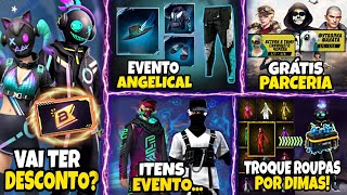 TROQUE SKINS POR DIAMANTES ANGELICAL AZUL E ITENS PASSE BARATO ESTILO TECH  NOVIDADES FREE FIRE [upl. by Ennaegroeg]