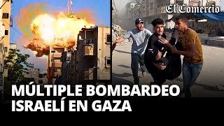 ISRAEL bombardea la FRANJA de GAZA de NORTE a SUR  El Comercio [upl. by Barrie]