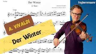 A Vivaldi  Winter Largo  The Four Seasons  violin sheet music  piano accompaniment [upl. by Duke399]