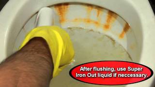 Super Iron Out  How To Clean A Very Rusty Toilet [upl. by Ahsonek]