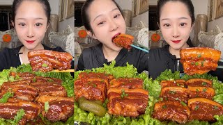 ASMR SOSLU ÇİN YEMEKLERİ SPICY CHINESE FOOD 吃辛辣的中国菜 Pork Belly 🍖MUKBANG 먹방 🌶 [upl. by Aneleve]