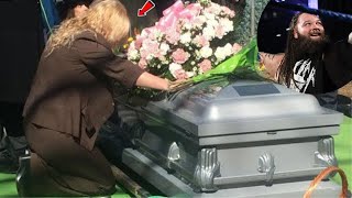 Bray Wyatts Wife Cries at His Funeral as WWE amp AEW Wrestlers Attend Service  WWE News Today [upl. by Woehick]