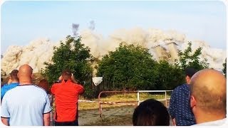 Flying Demolition Debris Nearly Hits Spectators [upl. by Minoru325]