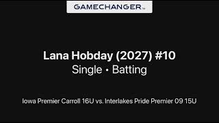 Lana Hobday 2027 Single vs Interlakes Pride Premier 09 15U [upl. by Yror]