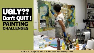 076  Pamela Caughey  Painting CHALLENGES  Ugly DONT QUIT Free Giveaway and SURPRISES [upl. by Rhiamon]