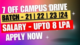 7 OFF Campus Drive  Internships 2024  Full Stack Developer Jobs 2024  Latest Freshers Jobs 2024 [upl. by Leirvag]