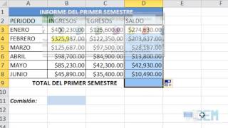 Excel 7 Ejercicio 10 Informe del Primer Semestre [upl. by Kado]