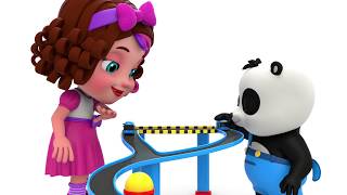 Pinky and Panda Fun Play with Street Vehicles Car Slider Toys [upl. by Beasley275]