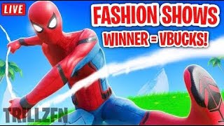 REAL FORTNITE FASHION SHOW amp HIDE amp SEEK LIVE 1 WIN  2500 VBUCKS CUSTOM MATCHMAKING fashionshow [upl. by Kaehpos]