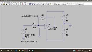 Inverting Amplifier using LM 741 Opamp in LT spice [upl. by Relyuc]