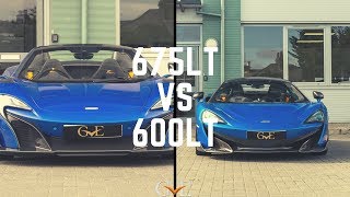 McLaren 675LT vs McLaren 600LT  Super Car Showdown  GVE London [upl. by Nnaeirual199]