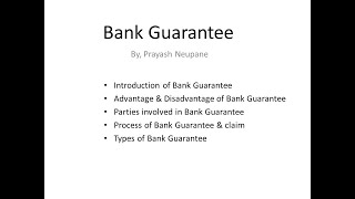 Bank Guarantee Full Video Introduction Parties Process amp Types [upl. by Dinsdale]