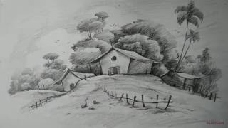 How to Draw Easy and Simple Landscape For Beginners with PENCIL [upl. by Bigner546]