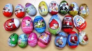 21 Surprise Eggs Kinder Surprise Cars 2 Angry Birds Disney Barbie Spiderman [upl. by Maddock]