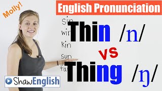 English Pronunciation Thin n vs Thing ŋ [upl. by Airotna]