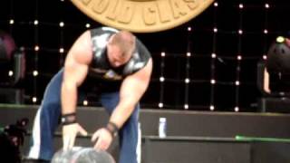 Derek Poundstone Presses 200 lbs Dumbbell for reps [upl. by Orenid]