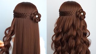 Easy And Unique Hairstyle For Wedding And Prom  Waterfall Braid Half Up Half Down [upl. by Diley]