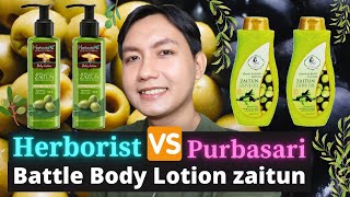 Battle produk Body lotion Zaitun Herborist Vs Purbasari [upl. by Lymn317]