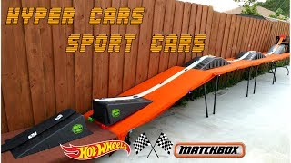 Hot Wheels Fat Track with jump Hyper cars and Sport cars vs matchbox tournament race [upl. by Laniger696]