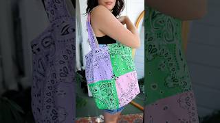 Grabbed some 99 cent bandanas and made my favorite tote bag sewing sewinghacks sewingtutorial [upl. by Esilenna235]