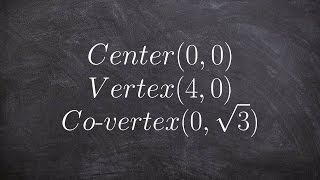 Given the center vertex and co vertex write the equation of the ellipse [upl. by Aikar]