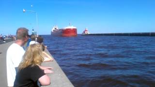 Three Ships Entering Duluth Harbor [upl. by Ellenig]