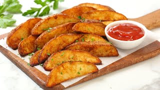 Crispy Potato Wedges  Perfect Oven Baked Snack Side or Appetizer [upl. by Oibirot913]