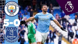 AGUERO FAIRYTALE AT THE ETIHAD  Man City 50 Everton Highlights [upl. by Shoifet]