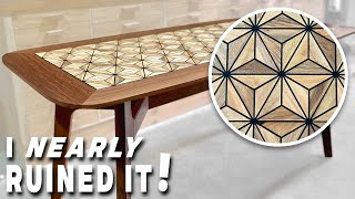 Mid Century Dining Table  How to Make a Stunning Wood Tile Pattern Top [upl. by Irrehc]