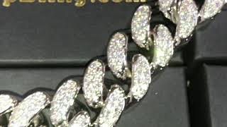 85mm Diamond Cuban Chain White Gold by 6 ICE [upl. by Atnad687]