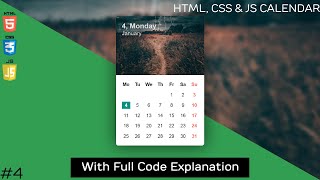 Build a Beautiful Automatic Calendar  HTML CSS amp JavaScript Tutorial [upl. by Eada866]