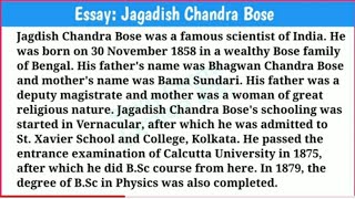 Essay on Jagadish Chandra Bose in English  Biography Of Jagadish Chandra Bose  Study Centre [upl. by Drida796]