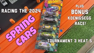 Racing the Hot Wheels Spring edition cars Plus bonus Koenigsegg Gemera race hotwheelsracing [upl. by Nura]