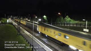 Testing Tractors at Midnight  37116 amp 37219 Mossend  Inverness at Greenfaulds 240621 [upl. by Chandos677]