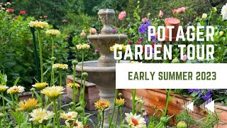 Potager Garden Tour Early Summer 2023  Raised Garden Beds  Brick ’n Blooms [upl. by Soph]