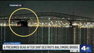 Six presumed dead after ship destroys Baltimore bridge [upl. by Cati]