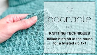 Knitting techniques  Italian bind off in the round twisted rib 1x1 [upl. by Socha444]