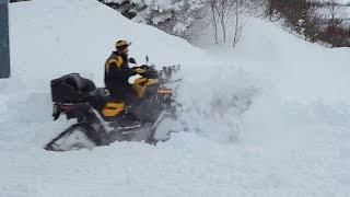 Can Am Flex Plow  Over the Racks Plowing with Tracked Quad [upl. by Prue]