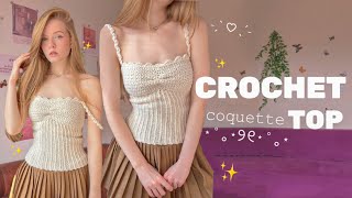 CROCHET coquette TOP ✨  super easy [upl. by Aldarcy]