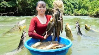 Drop Fishing Hooks Into The River After The Flood  Catch A Lot Of Fish Goes To Market Sell [upl. by Harriman579]