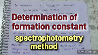 Spectrophotometry method Determination of formation constant Inorganic chemistry Msc notes [upl. by Yrome]