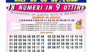 LOTTO SISTEMA 18 NUMERI IN 9 OTTINE [upl. by Akisey]