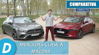 Comparativa compactos Mazda3 2019 vs Mercedes Clase A  Review en español  Diariomotor [upl. by Denton]