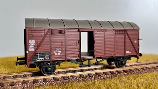 ExactTrain HO Covered Freight Car Type Gm 39 of the DB era III [upl. by Hairu]