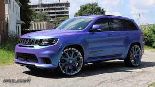 WhipAddict 2019 Jeep Cherokee Trackhawk on Forgiato Drea 26s Custom Blue Wrap Midwest Auto [upl. by Ynohtnaed]