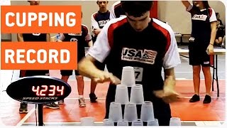 Fastest Cup Stacker Sets New World Record  Cup Stacking [upl. by Bergmans]