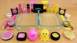 Mixing Makeup Eyeshadow Into Slime  Pink vs Yellow Special Series Part 26 Satisfying Slime Video [upl. by Menis]