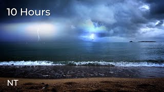 Tropical Ocean Thunderstorm  Lightning Stormy Weather  Rolling Thunder amp Rain Sounds for Sleep [upl. by Tonneson]