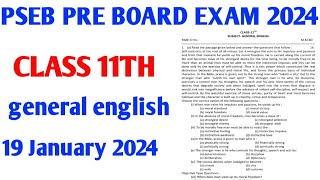 pseb pre board class 11th general english paper 19 January 2024 [upl. by Karlyn]