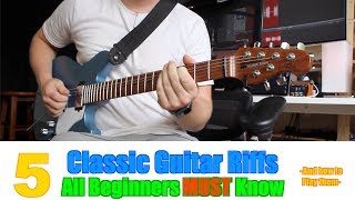 10 Famous Classic Rock Riffs for Beginners with Tabs [upl. by Ecirtram]